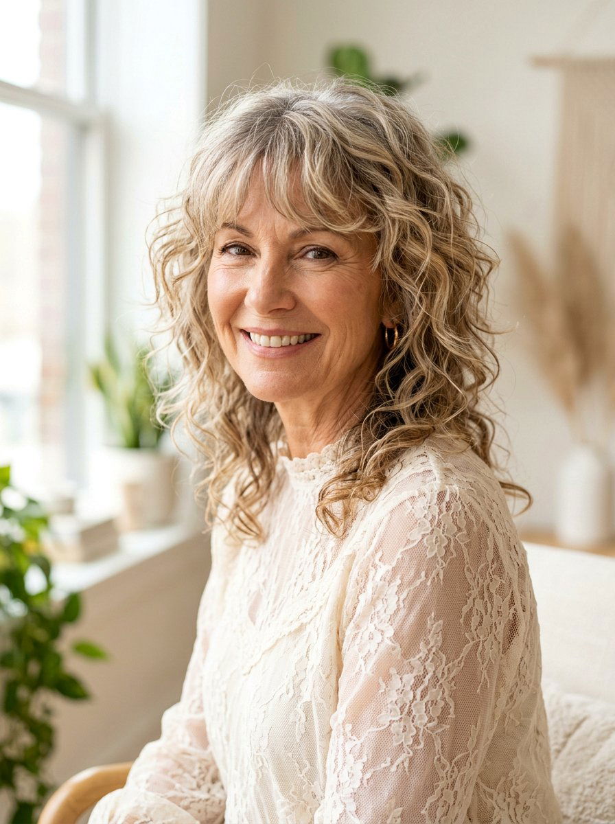 Wispy Curly Wolf Cut - 20 curly wolf cut for mature women - 20 curly wolf cut for mature women