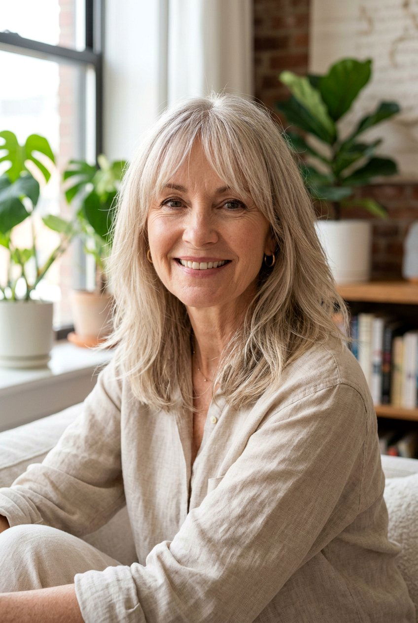 Wispy Curtain Bangs - 20 curtain bangs for women over 50 - 20 curtain bangs for women over 50