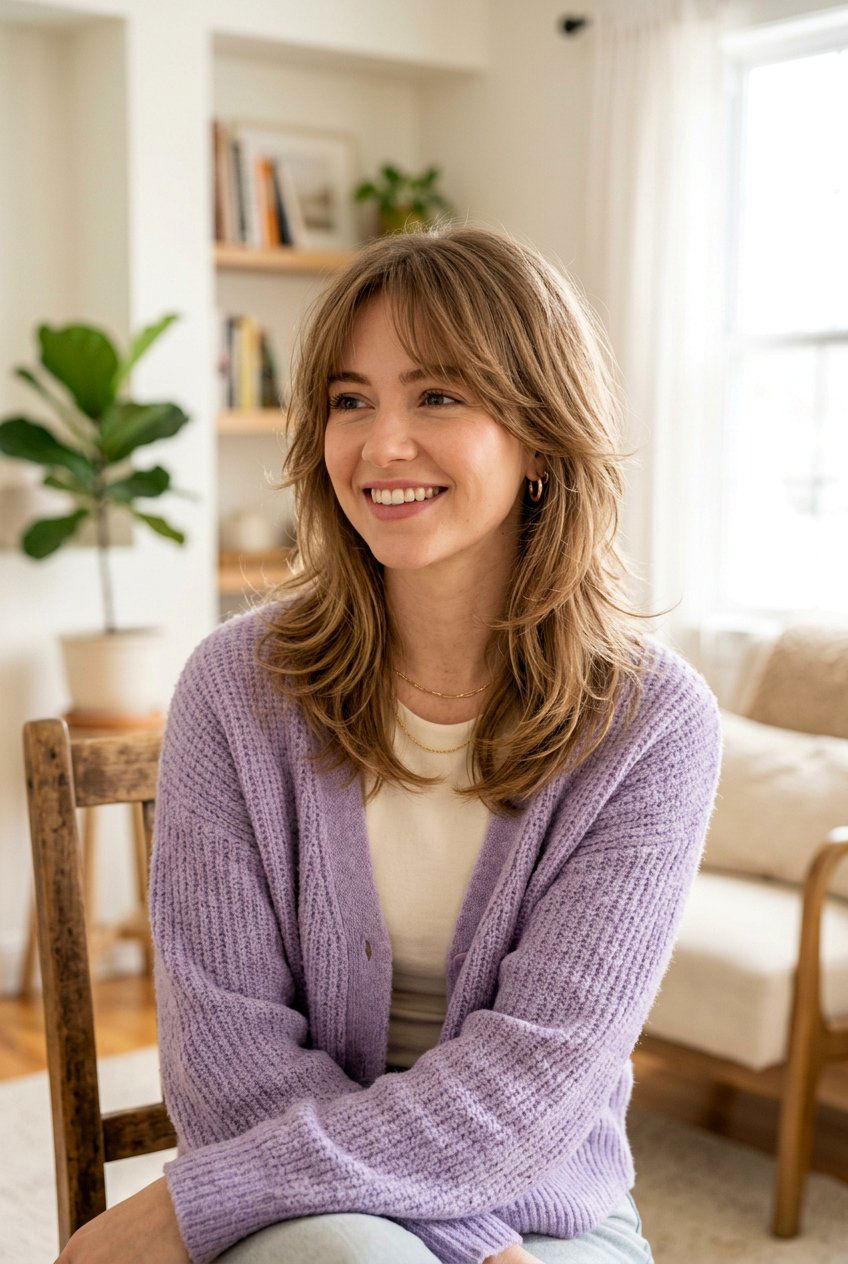 Wispy Feathered Layers For Mid Length - 20 feather cut to reduce volume in thick hair - 20 feather cut to reduce volume in thick hair