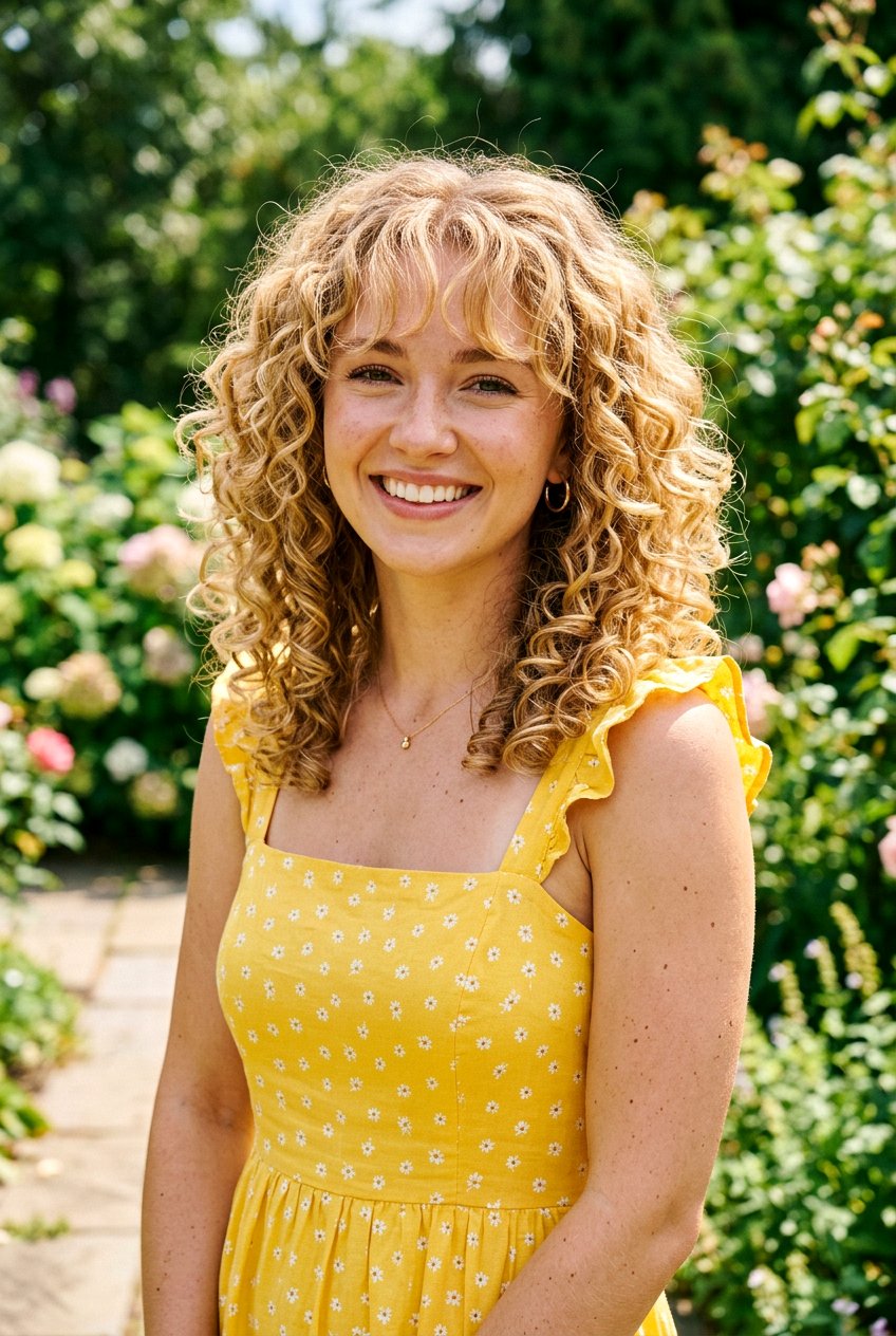 Wispy Fringe With Shoulder Length Curls - 20 wispy fringe with shoulder length hair - 20 wispy fringe with shoulder length hair