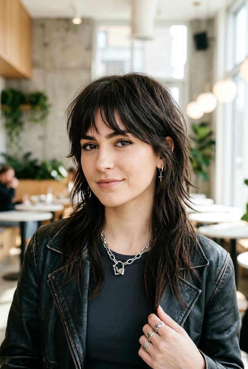 Wispy Fringe With Shoulder Length Wolf Cut - 20 wispy fringe with shoulder length hair - 20 wispy fringe with shoulder length hair