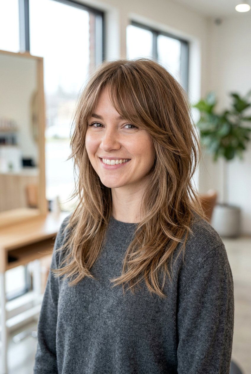 Wispy Layered Haircut With Side Bangs - 20 korean layered haircut - 20 korean layered haircut