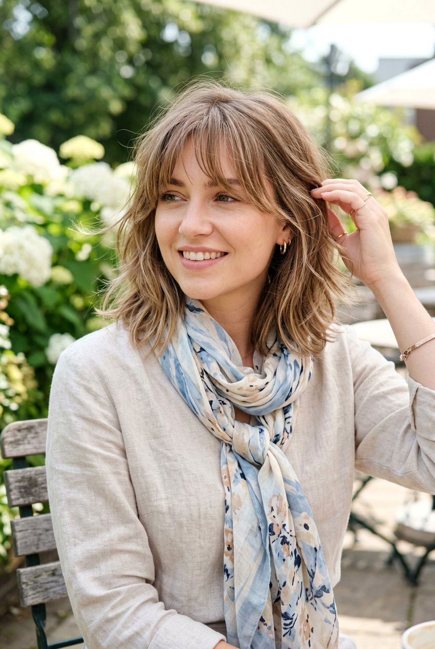 Wispy Layered Lob With Breezy Bangs - 20 airy bangs for fine hair women - 20 airy bangs for fine hair women