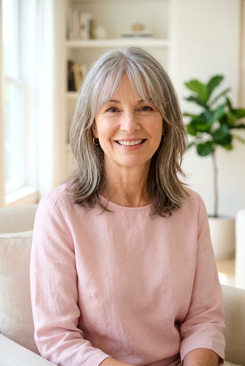 Wispy Layers With Curtain Bangs - 20 curtain bangs for women over 60 - 20 curtain bangs for women over 60