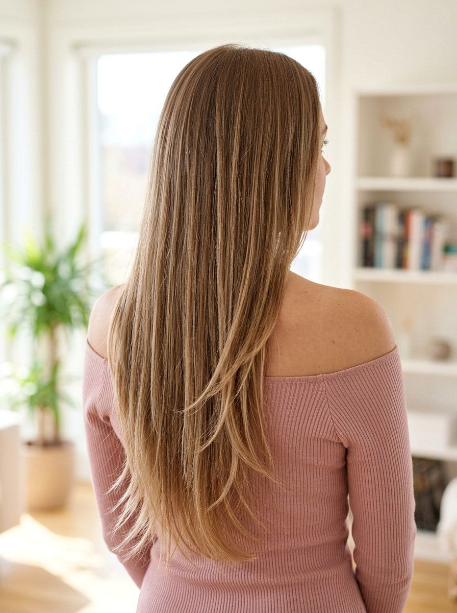 Wispy Layers on Waist Length Straight Hair - 20 waist length layered haircut - 20 waist length layered haircut