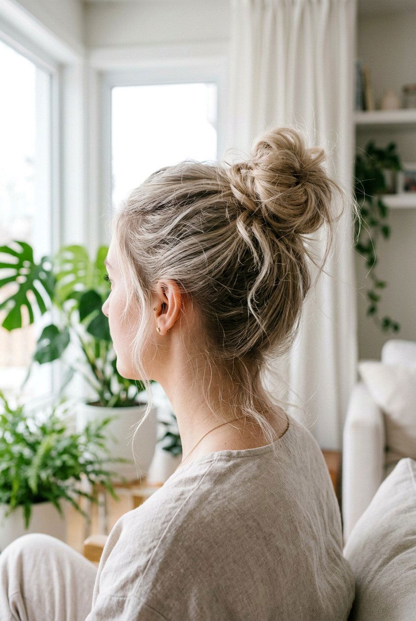 Wispy Messy Bun - 20 messy bun hairstyles - 20 messy bun hairstyles