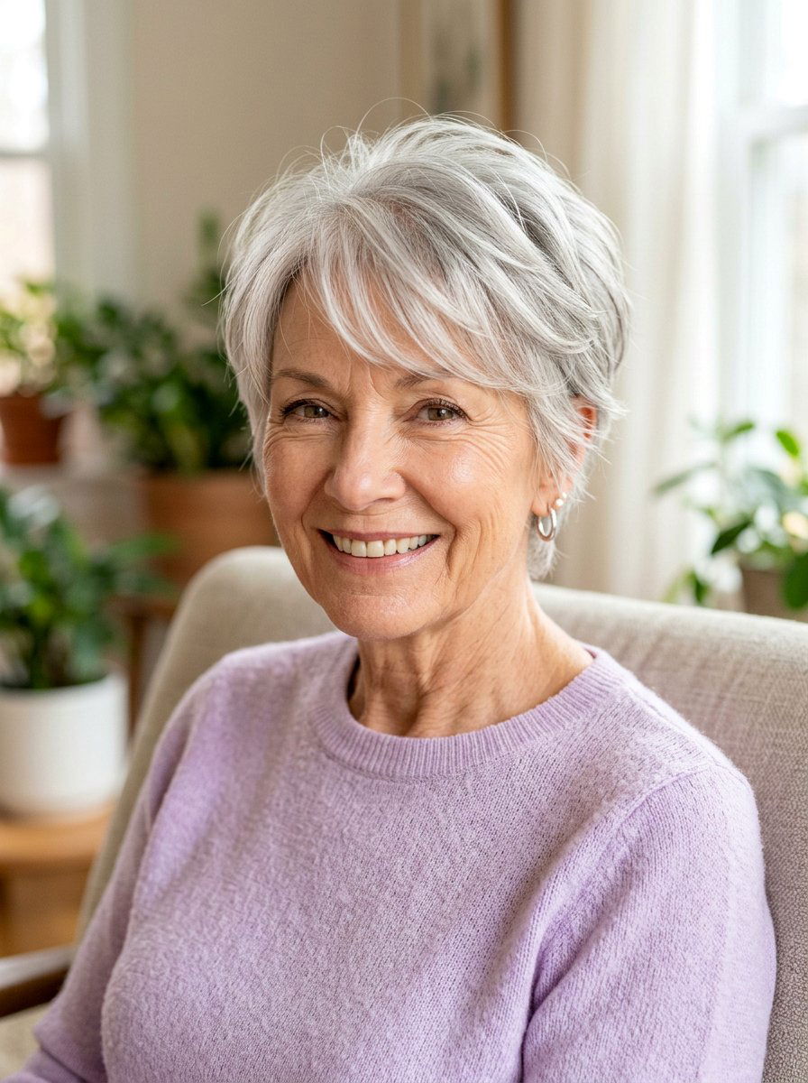 Wispy Pixie With Side Swept Bangs - 20 pixie cut with side swept bangs for older women - 20 pixie cut with side swept bangs for older women