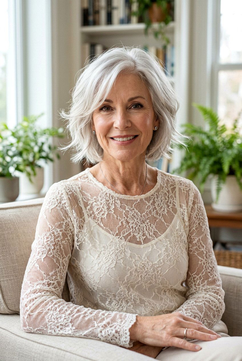 Wispy Silver Bob - 20 low maintenance gray bob haircut - 20 low maintenance gray bob haircut