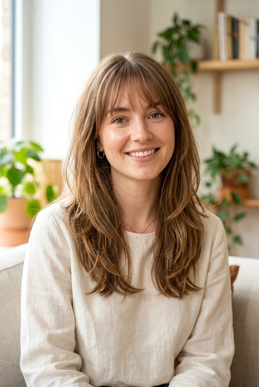 Wispy bangs medium hair - 20 medium haircuts for round faces - 20 medium haircuts for round faces