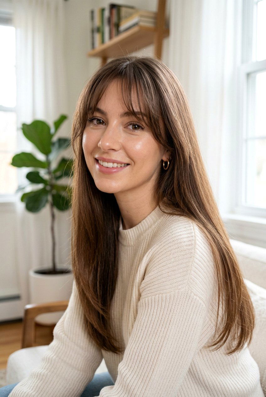 Wispy curtain bangs with long hair - 20 curtain bangs hairstyles - 20 curtain bangs hairstyles