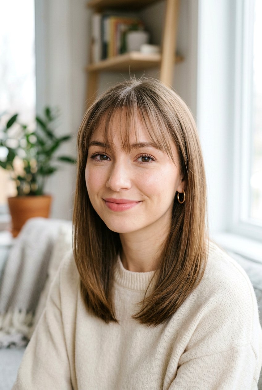 Wispy fringe - 20 straight hairstyles for medium hair - 20 straight hairstyles for medium hair