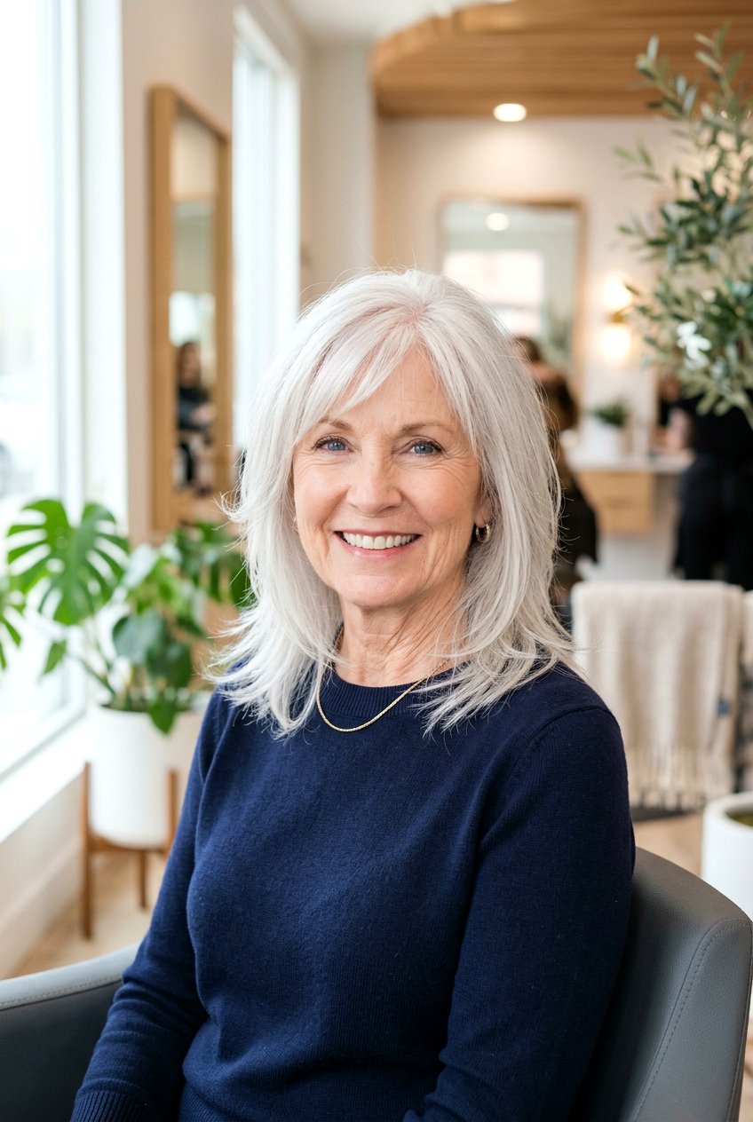 Wispy layered haircut - 20 medium hairstyles for women over 60 - 20 medium hairstyles for women over 60