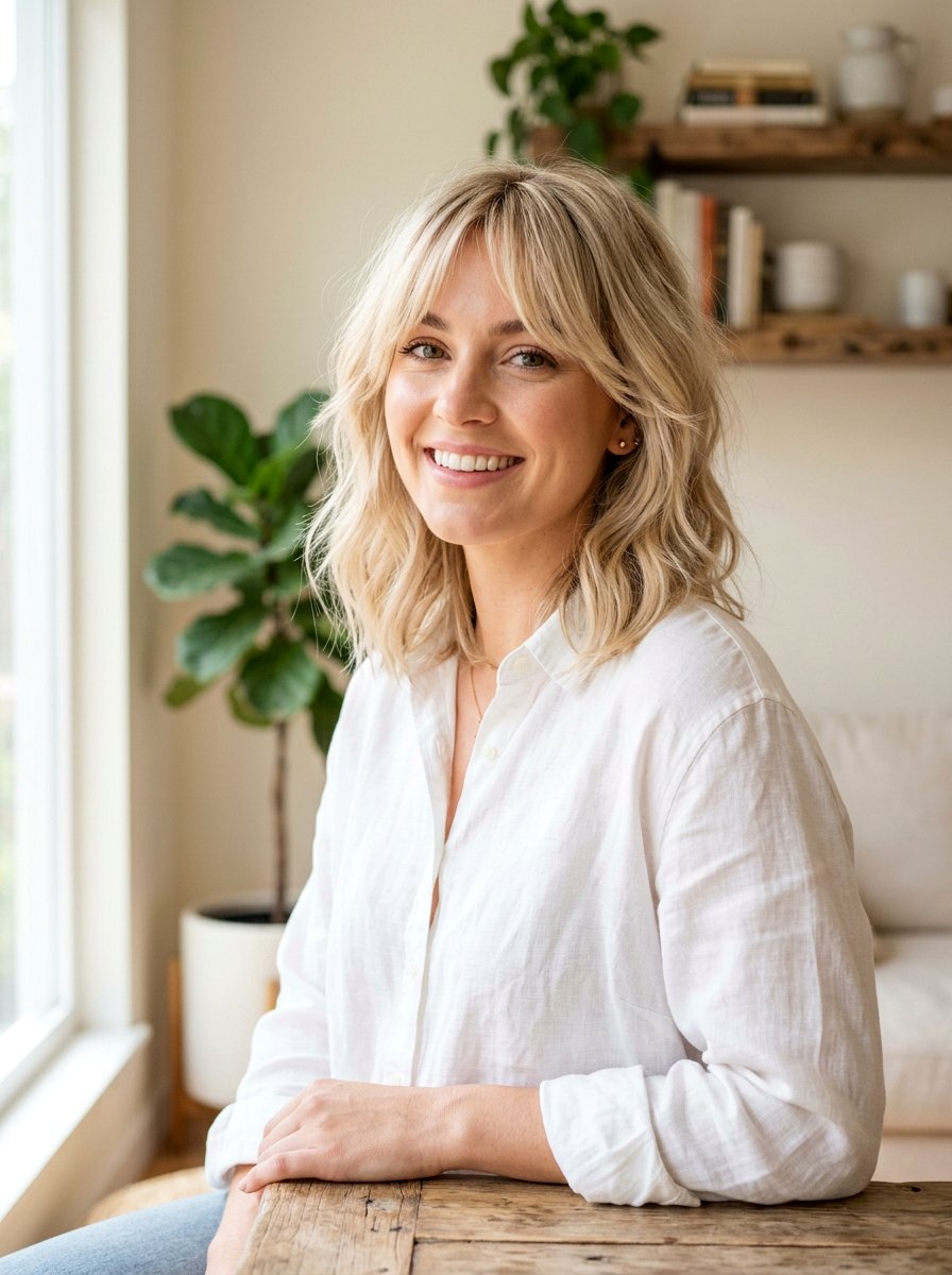 Wispy lob with curtain bangs - 20 wispy lob for fine hair - 20 wispy lob for fine hair