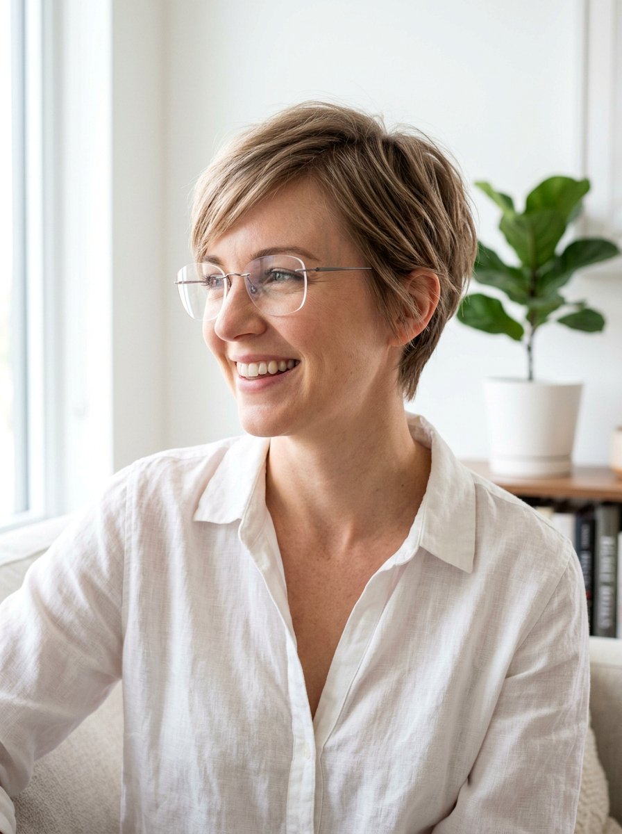 Wispy pixie cut - 20 short layered cut for women with glasses - 20 short layered cut for women with glasses