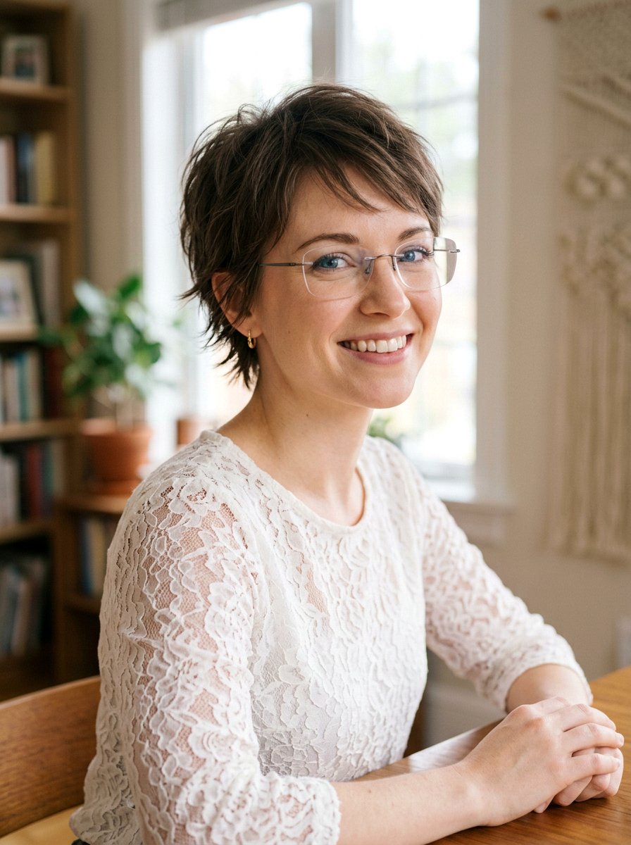 Wispy pixie for petite faces - 20 pixie haircuts for women with glasses - 20 pixie haircuts for women with glasses