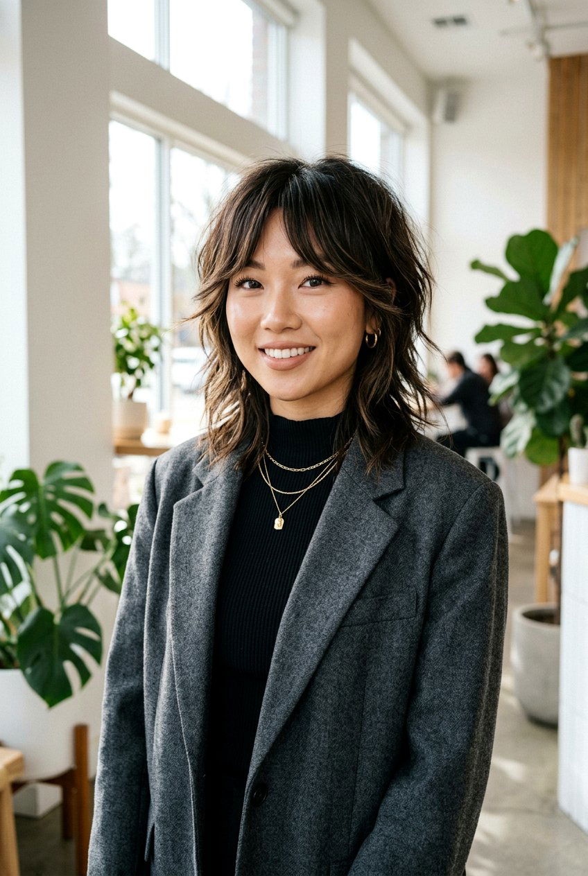 Wolf Cut Bottleneck Bangs - 20 wolf cut for oval face women - 20 wolf cut for oval face women