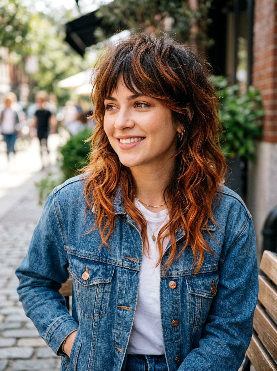 Wolf Cut With Copper Balayage - 20 fall wolf cut ideas - 20 fall wolf cut ideas