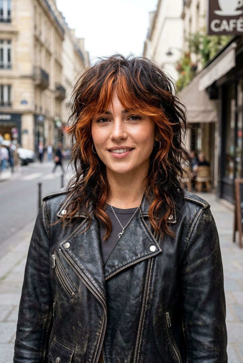 Wolf Cut With Copper Highlights - 20 chunky copper front pieces - 20 chunky copper front pieces