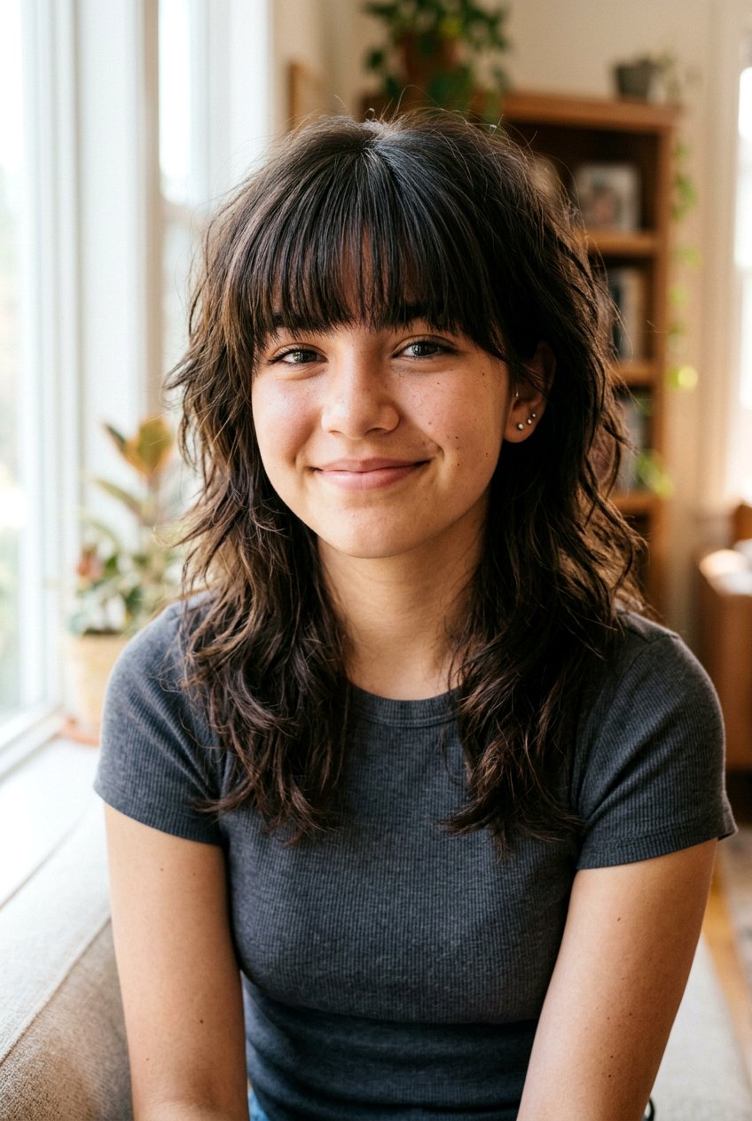 Wolf Cut With Full Bangs For Teenage Girls - 20 wolf cut for teenage girls - 20 wolf cut for teenage girls