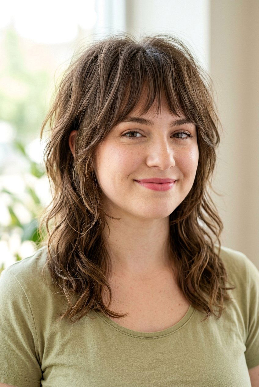 Wolf Cut With Wispy Bangs For Round Face - 20 wolf cut with wispy bangs - 20 wolf cut with wispy bangs