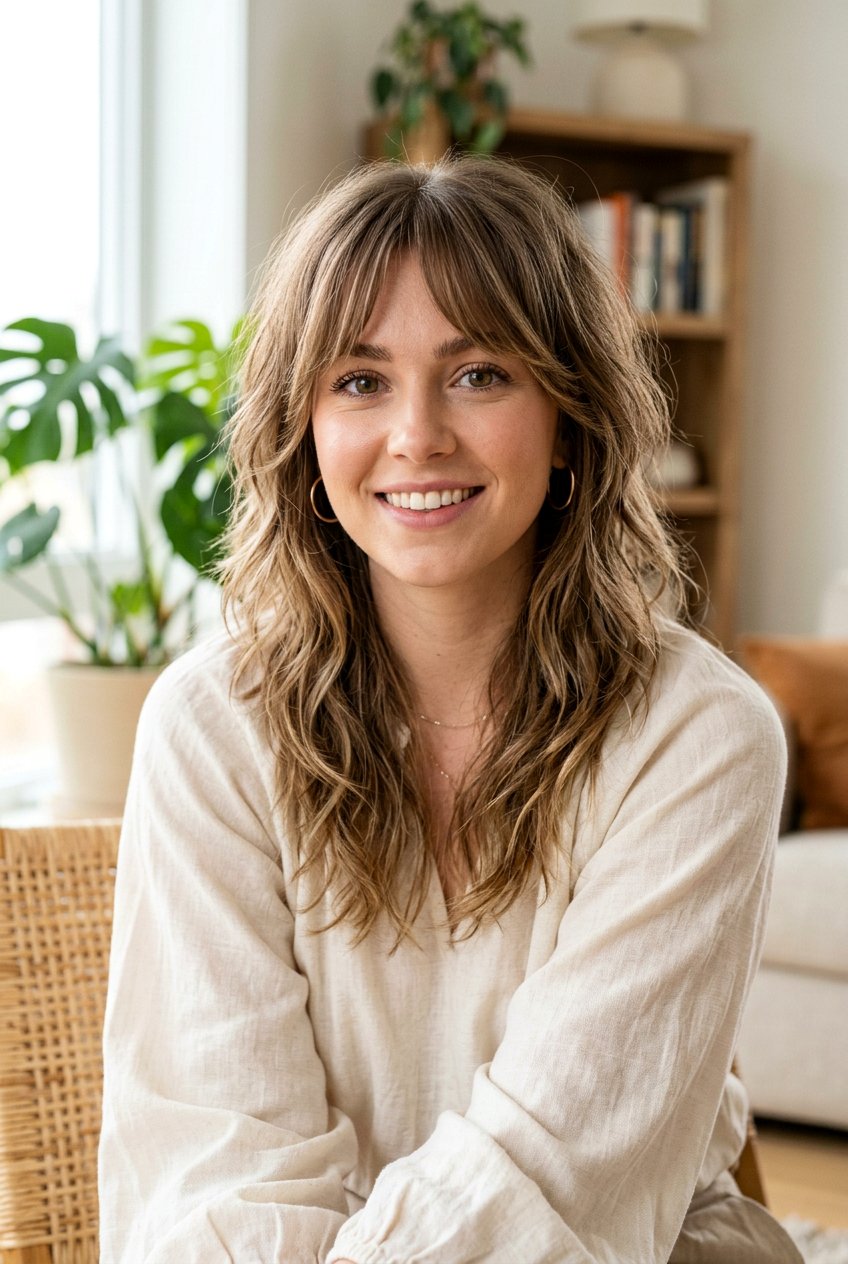 Wolf Cut With Wispy Curtain Bangs - 20 wolf cut with wispy bangs - 20 wolf cut with wispy bangs