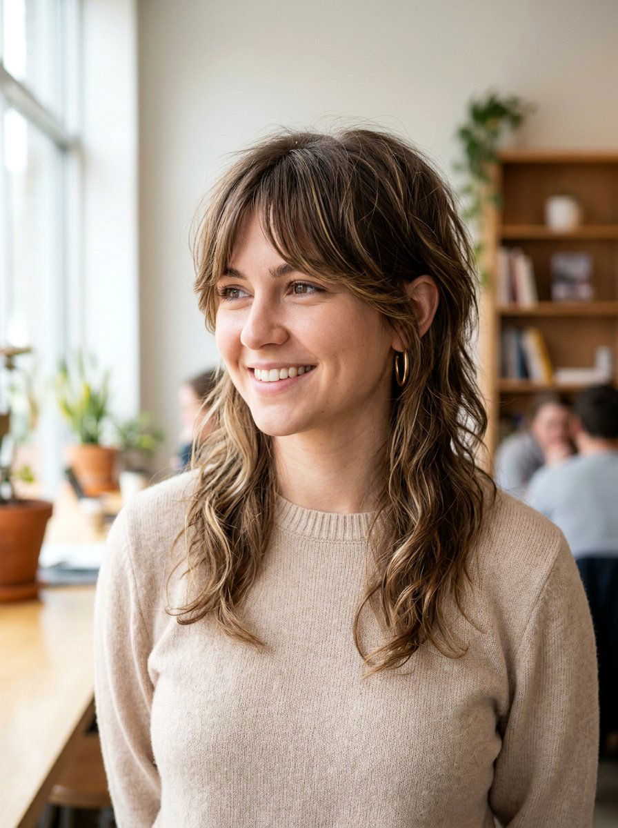 Wolf Mullet Haircut With Curtain Bangs - 20 wolf mullet haircut - 20 wolf mullet haircut