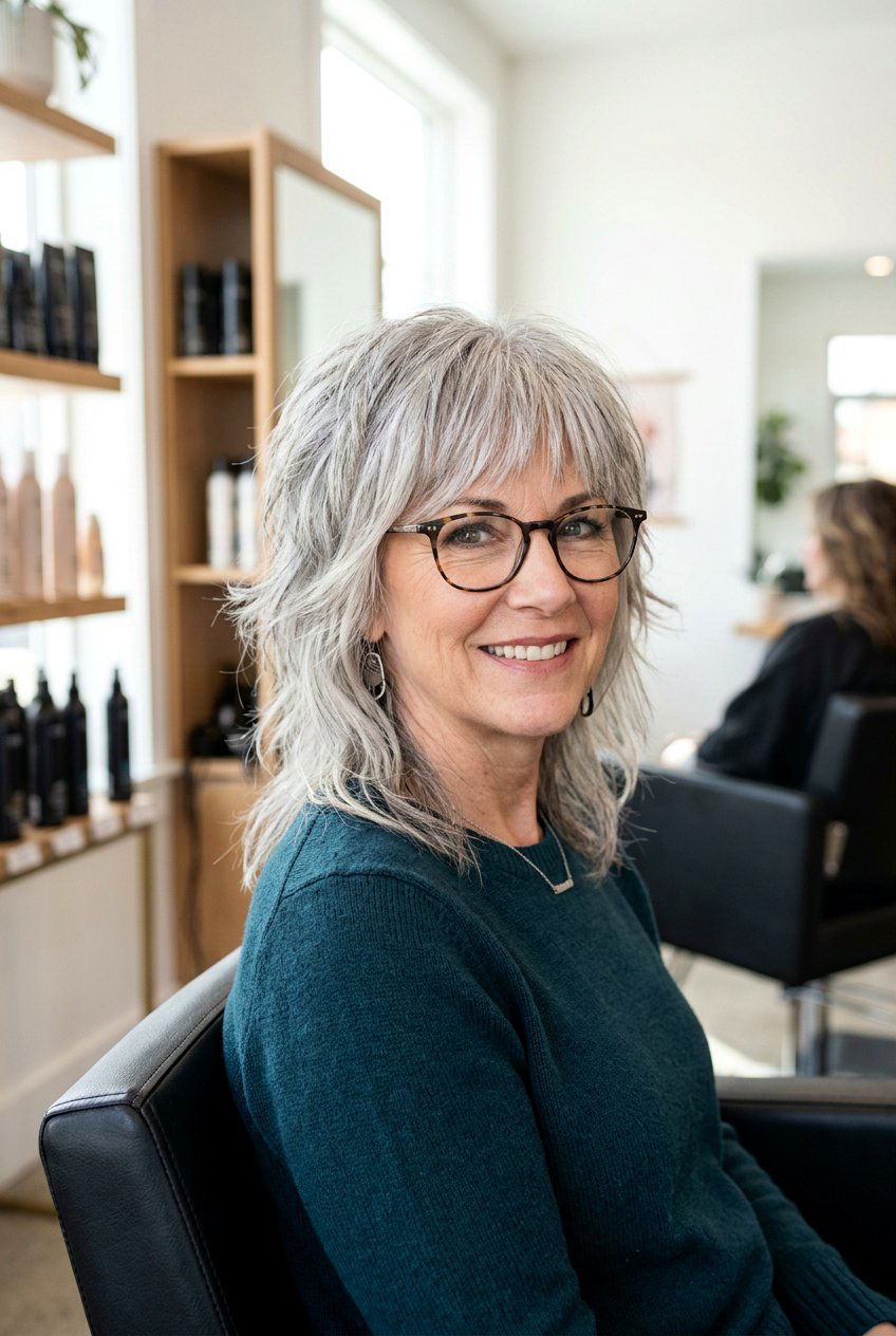Wolf cut for women over 50 - 20 hairstyles for women over 50 with glasses - 20 hairstyles for women over 50 with glasses