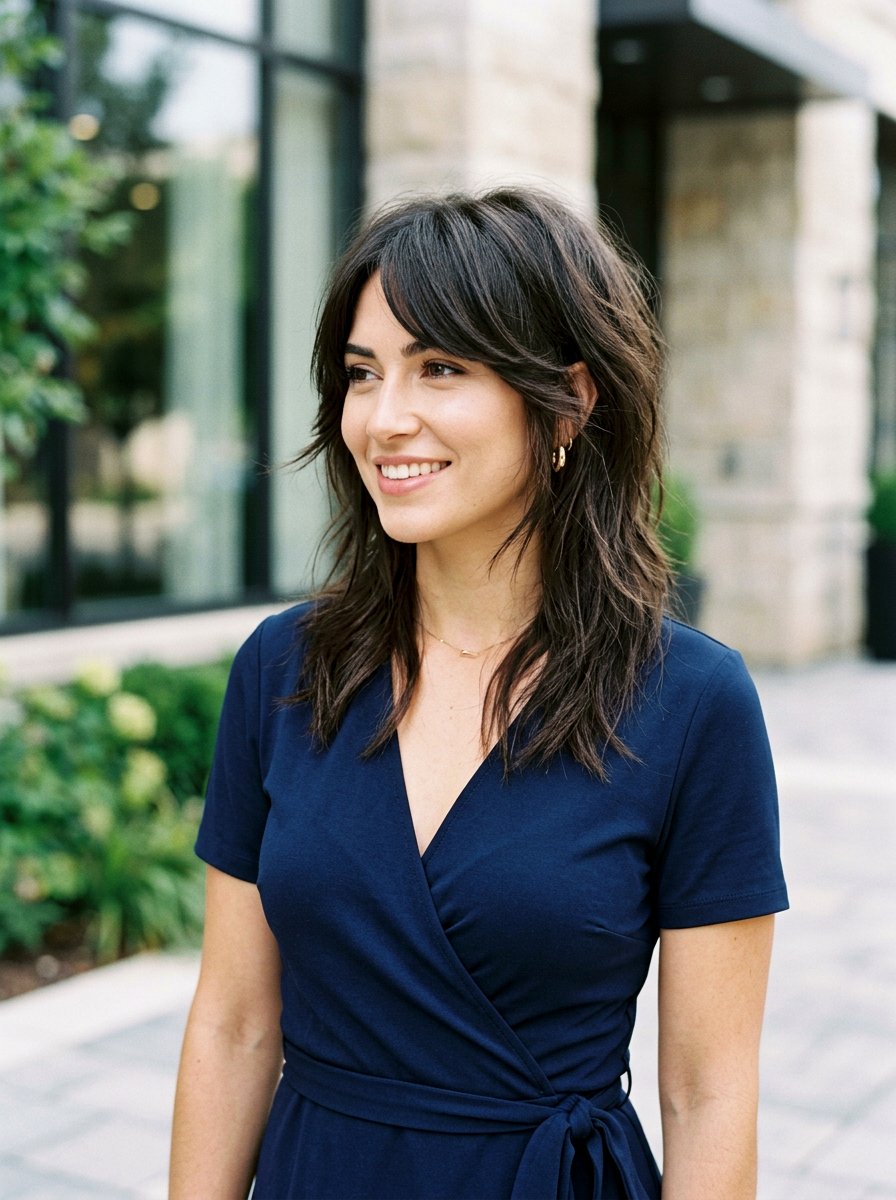 Wolf cut side swept bangs straight hair - 20 wolf cut for thick straight hair women - 20 wolf cut for thick straight hair women