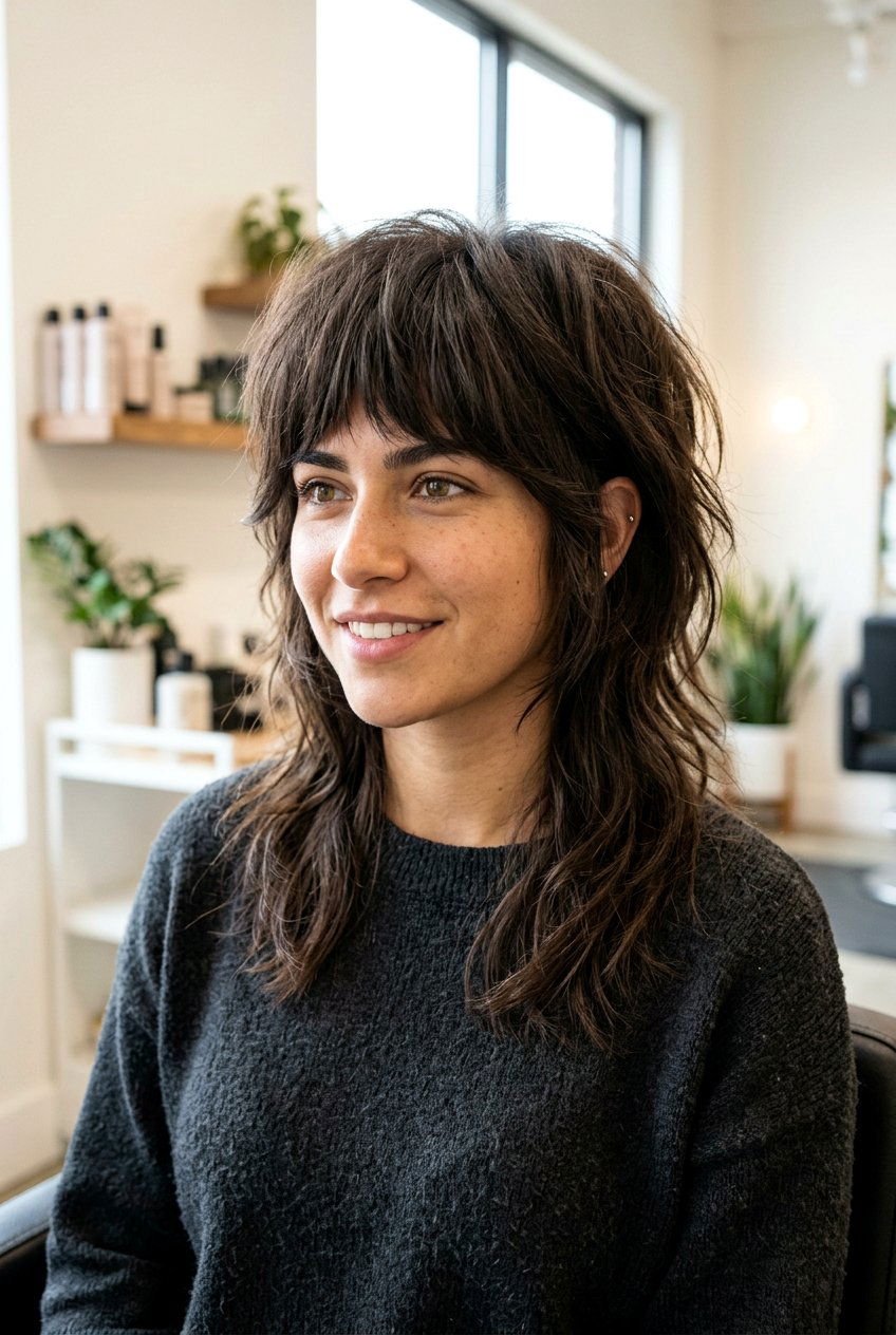 Wolf cut with bangs shoulder length - 20 shoulder length haircuts with bangs - 20 shoulder length haircuts with bangs