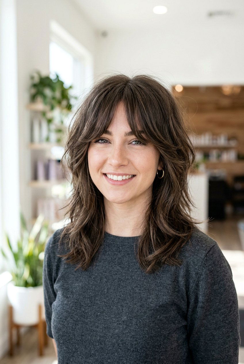 Wolf cut with curtain bangs - 20 wolf cut for women - 20 wolf cut for women