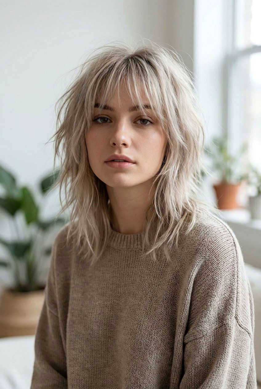 Wolf cut with see through bangs - 20 see through bangs - 20 see through bangs