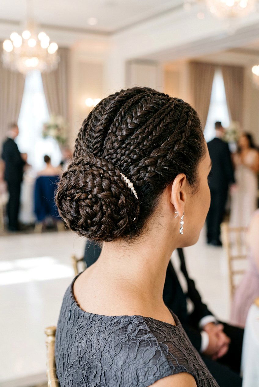 Woven braided bun for formal event - 20 dark academia bun for women - 20 dark academia bun for women