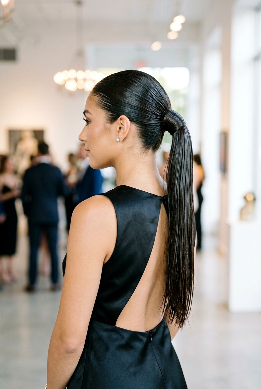 Wrap Around Wet Ponytail - 20 runway wet look ponytail - 20 runway wet look ponytail