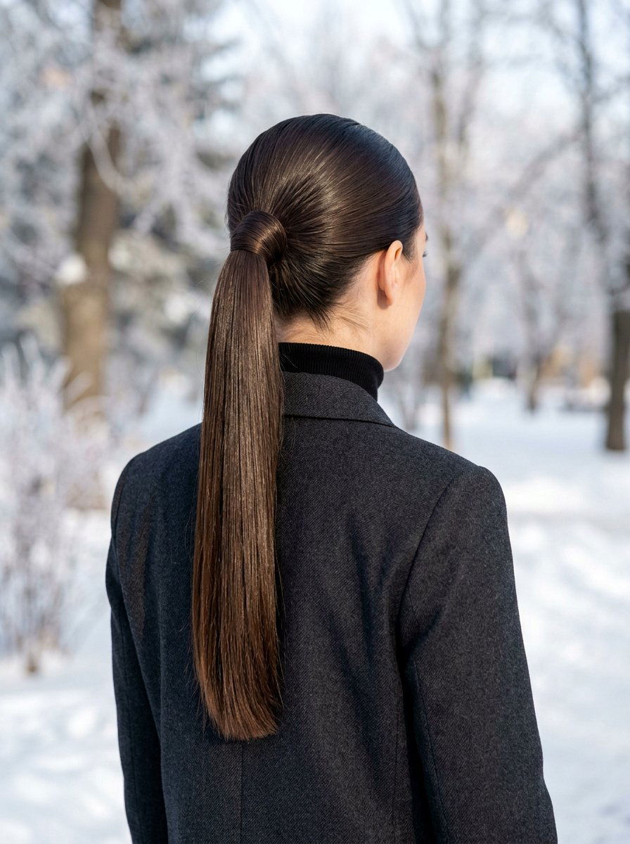 Wrapped Base Glossy Straight Ponytail - 20 glossy straight ponytail hairstyle - 20 glossy straight ponytail hairstyle