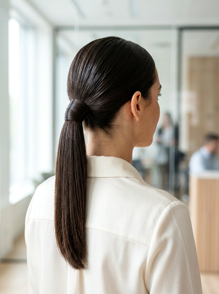 Wrapped Base Ponytail For Zoom Call - 20 zoom call ponytail hairstyle - 20 zoom call ponytail hairstyle