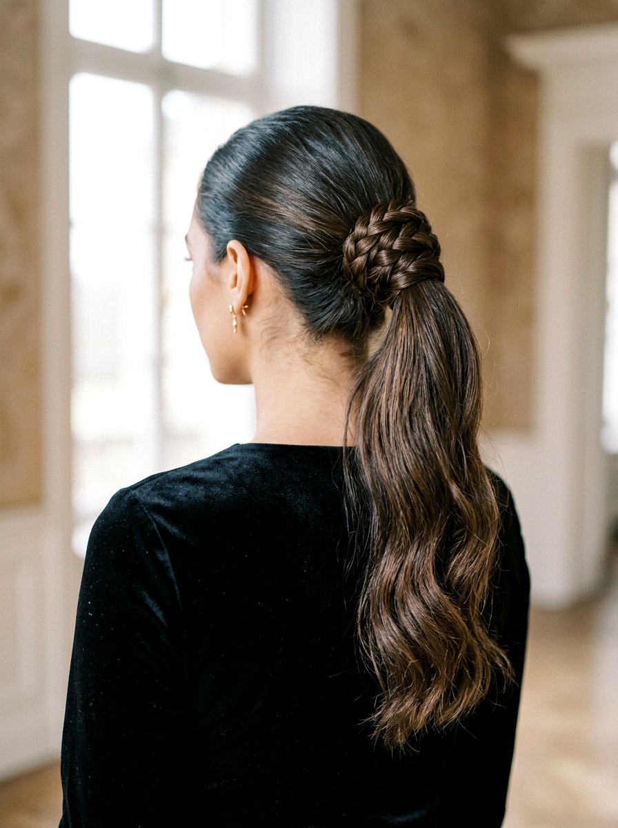 Wrapped Braided Base Ponytail - 20 soft goth ponytail hairstyle - 20 soft goth ponytail hairstyle