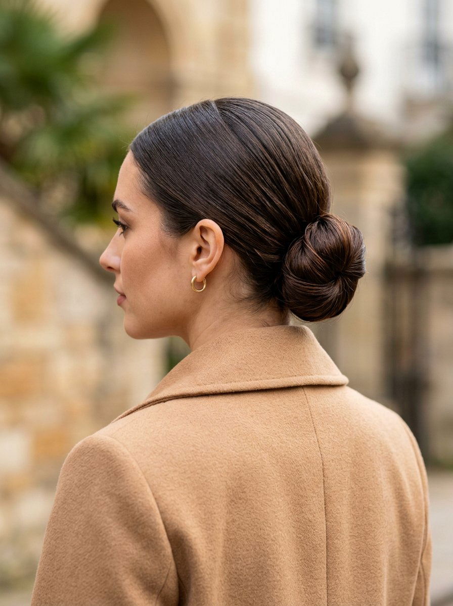 Wrapped Glossy Low Bun With Middle Part - 20 glossy low bun with middle part - 20 glossy low bun with middle part