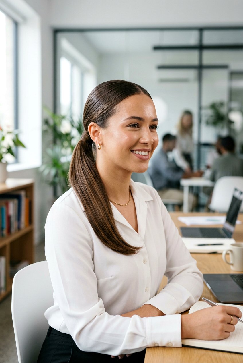 Wrapped High Ponytail - 20 simple hairstyle for interview with long hair - 20 simple hairstyle for interview with long hair