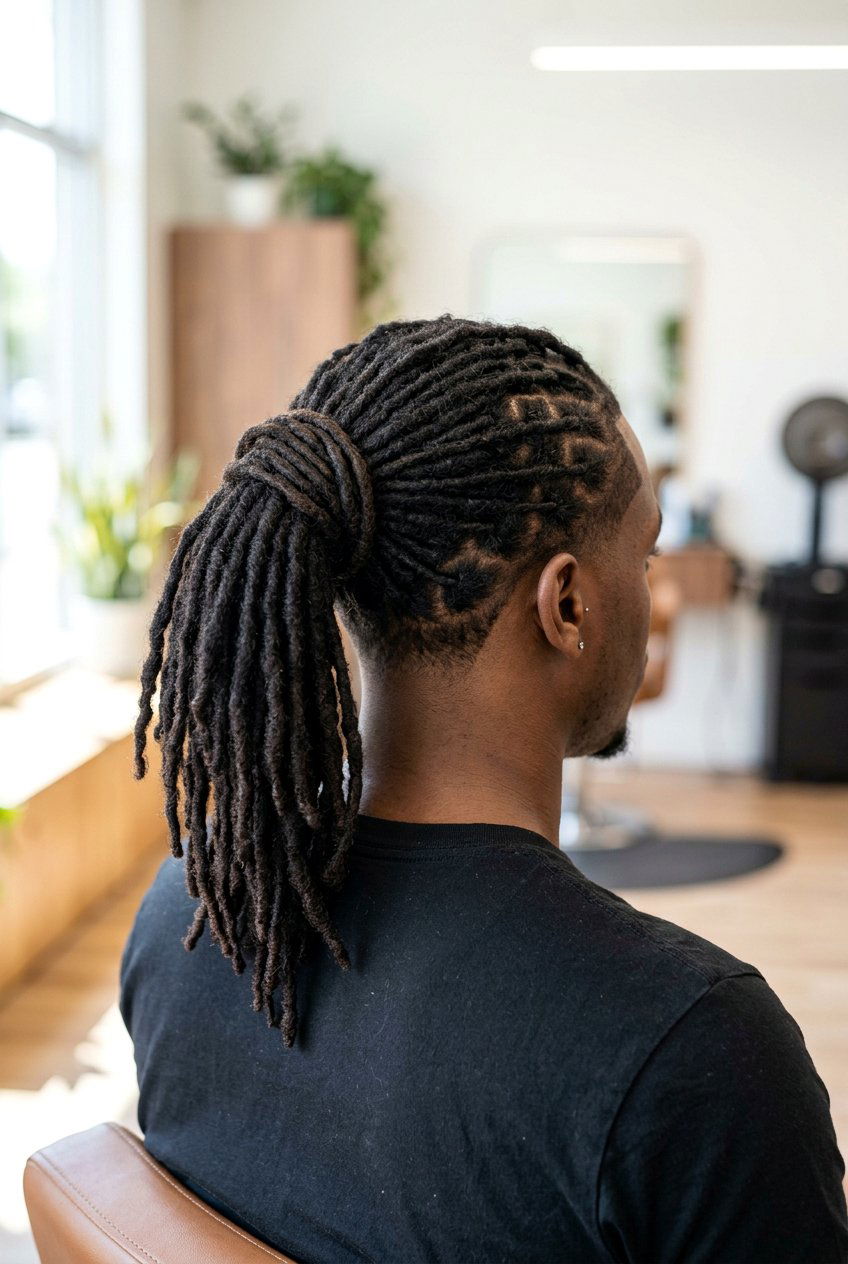 Wrapped Loc Ponytail - 20 loc ponytail for black men - 20 loc ponytail for black men