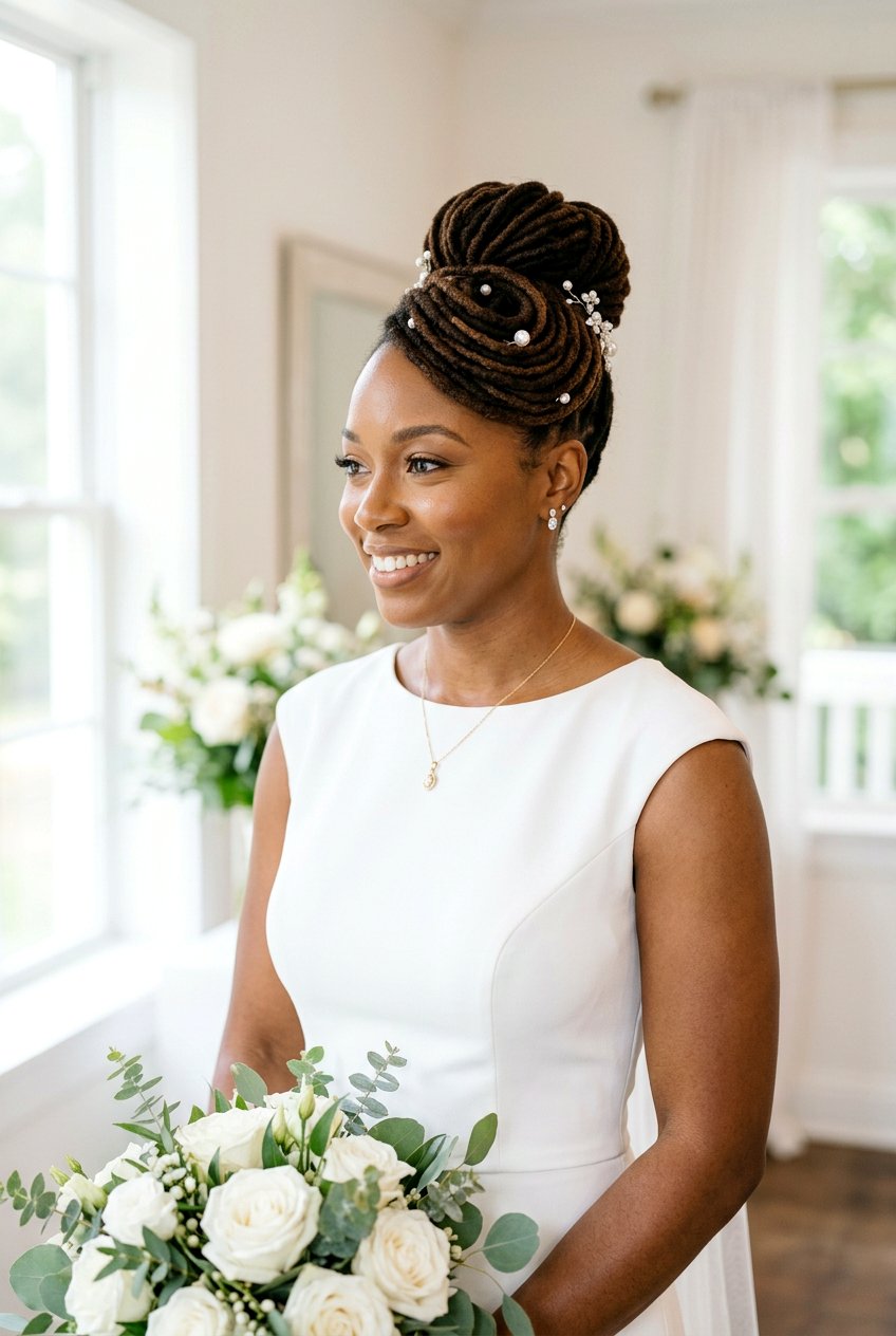Wrapped Loc Updo - 20 bridal loc updo styles - 20 bridal loc updo styles