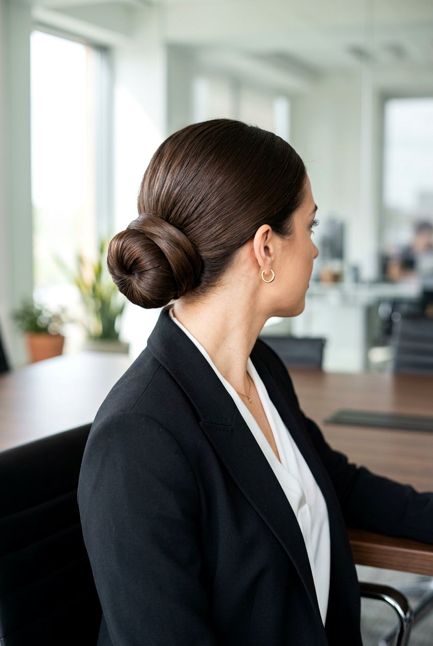 Wrapped Low Bun - 20 easy corporate hairstyle for long hair - 20 easy corporate hairstyle for long hair