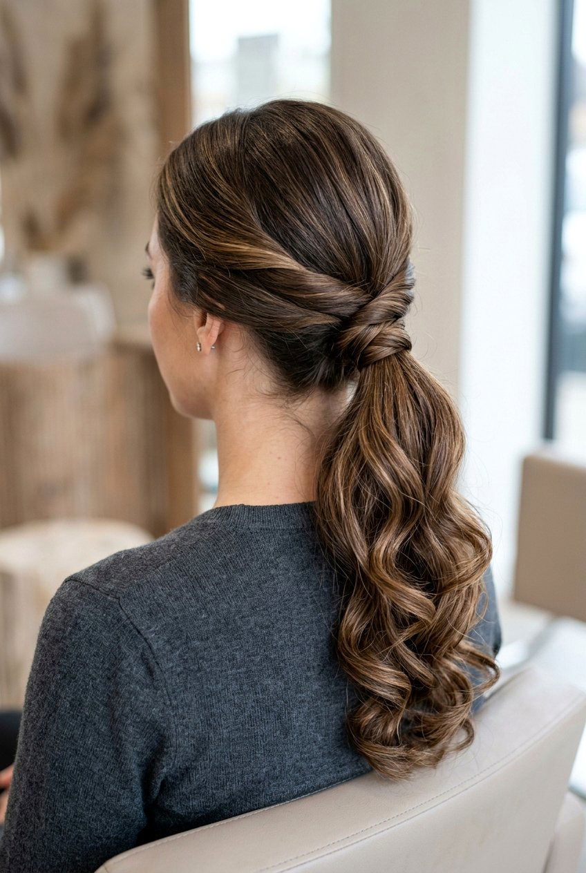 Wrapped Low Ponytail - 20 simple festive hairstyles - 20 simple festive hairstyles