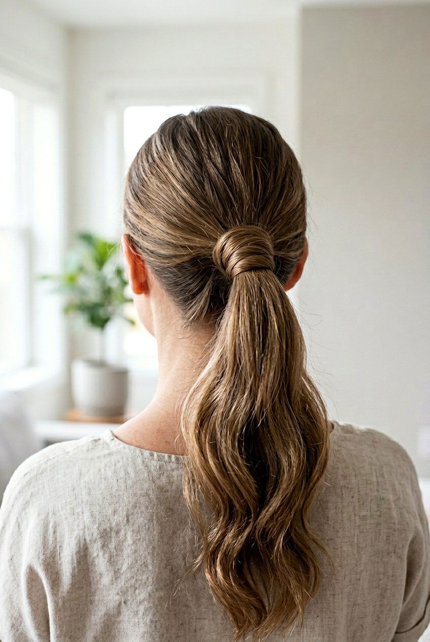 Wrapped Ponytail Base - 20 windy day claw clip hairstyle