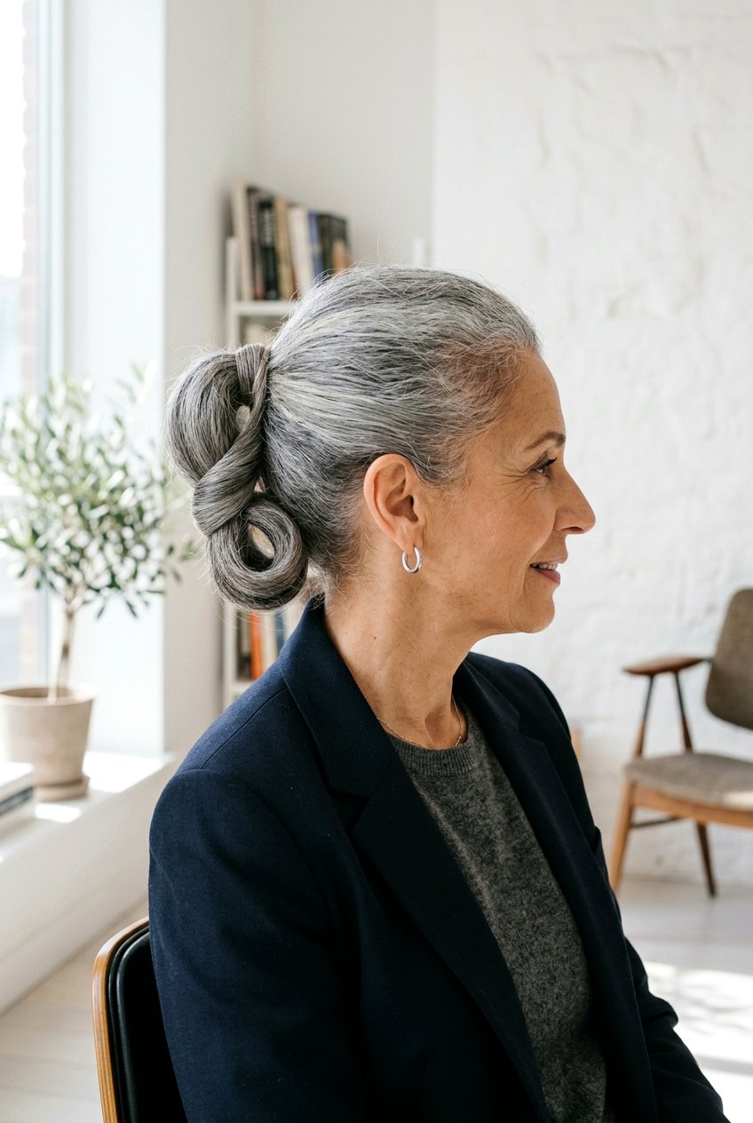 Wrapped Ponytail Bun - 20 polished wedding bun for older women - 20 polished wedding bun for older women