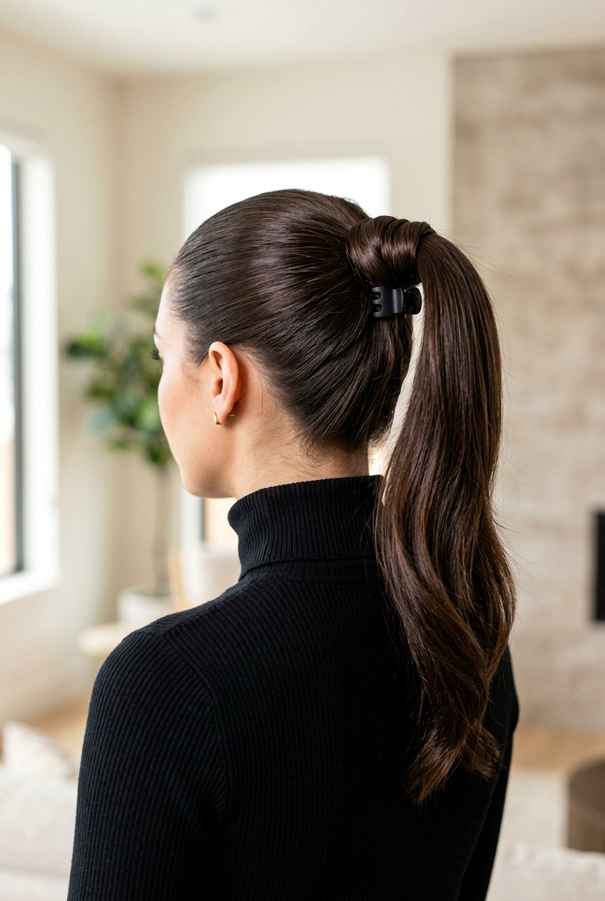 Wrapped Ponytail Claw Clip - 20 easy claw clip hairstyles for medium hair - 20 easy claw clip hairstyles for medium hair