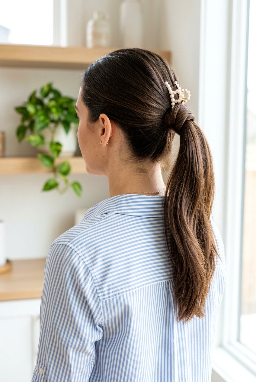 Wrapped Ponytail Clip - 20 dorm friendly claw clip hairstyle - 20 dorm friendly claw clip hairstyle