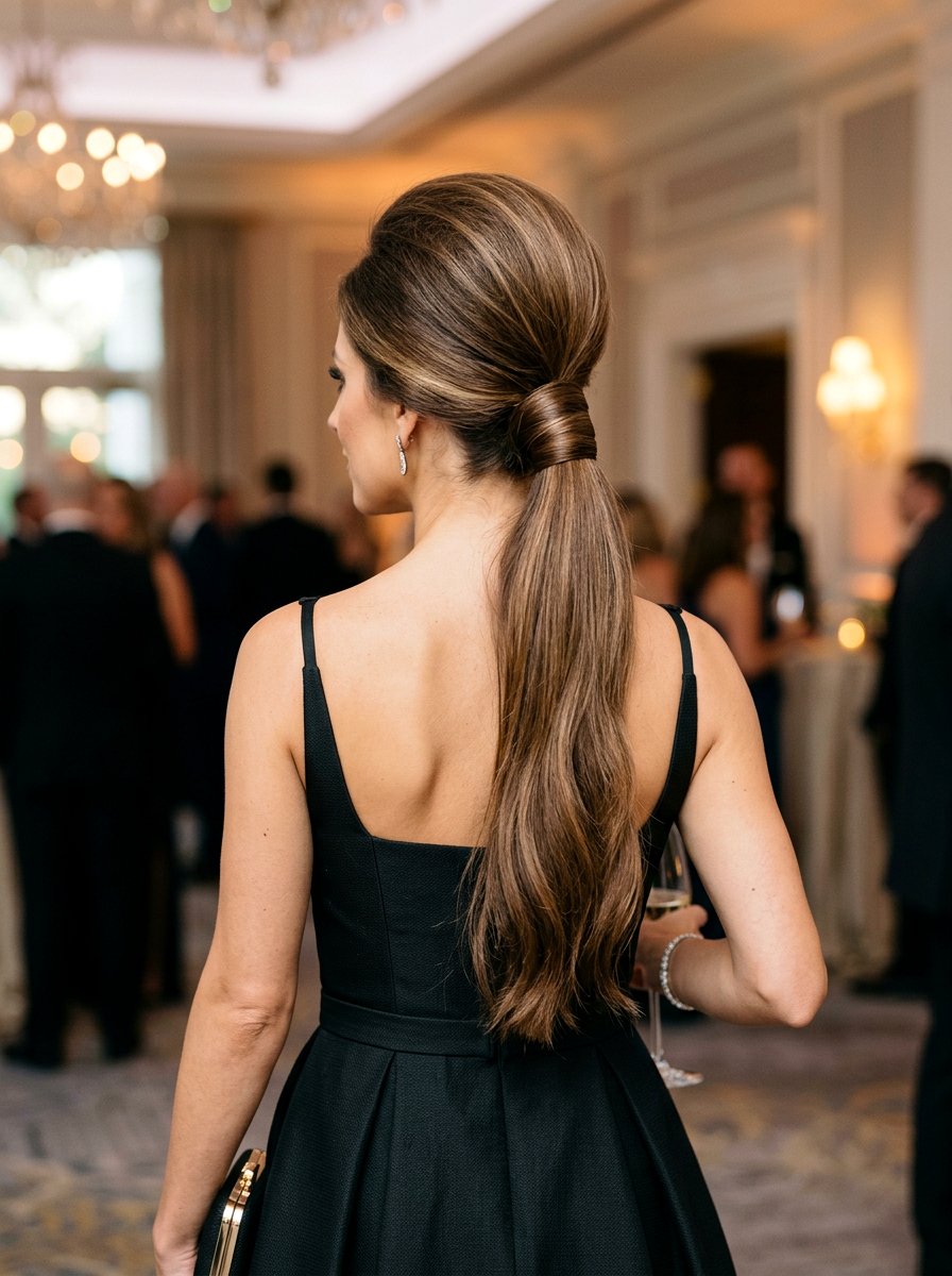 Wrapped Ponytail With Volume At Crown For Resort Dinner - 20 resort dinner ponytail hairstyle - 20 resort dinner ponytail hairstyle