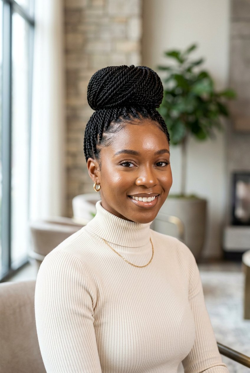 Wrapped Senegalese Twist Bun - 20 senegalese twists bun for women - 20 senegalese twists bun for women