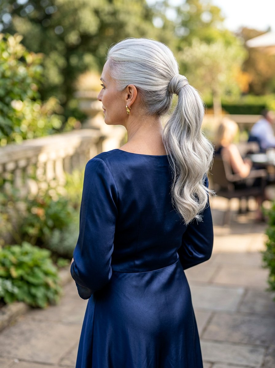 Wrapped Silver Ponytail - 20 classy silver ponytail hairstyle - 20 classy silver ponytail hairstyle