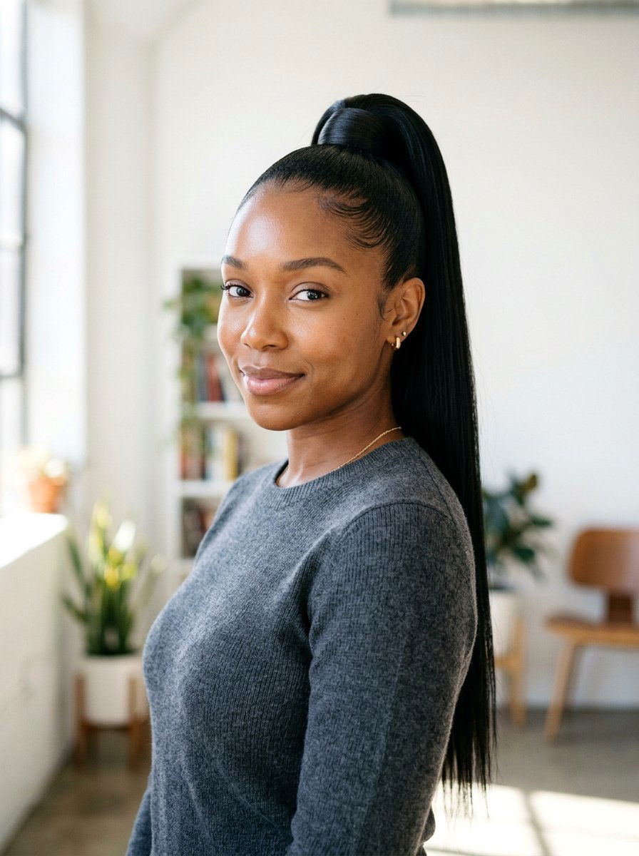 Wrapped Sleek Ponytail For Black Women - 20 sleek hairstyle for black women ponytail - 20 sleek hairstyle for black women ponytail